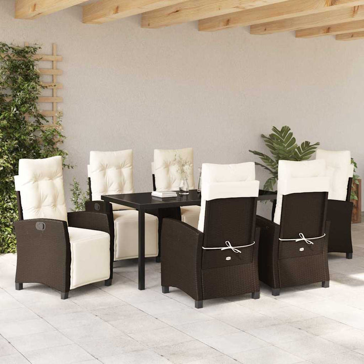 Have Spisebordssæt med pude 7 pcs Brun polyrattan