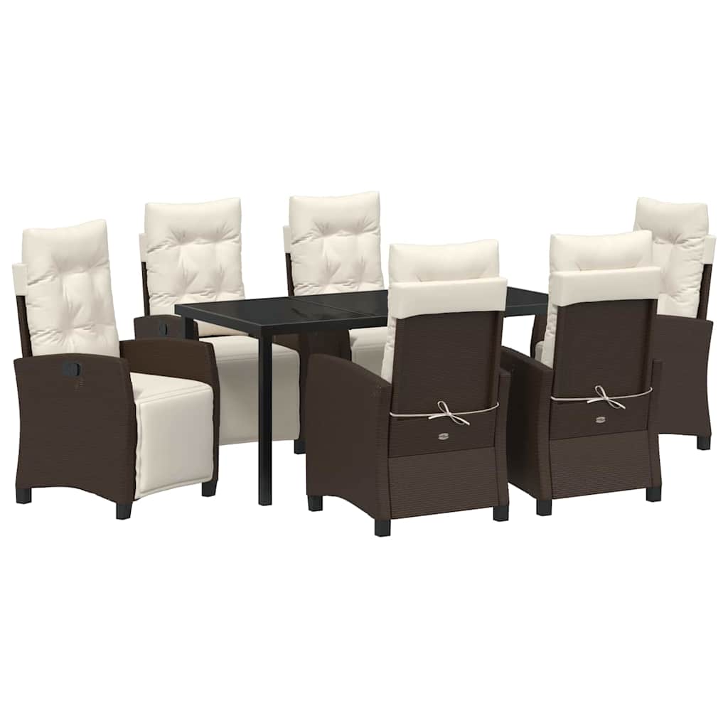 Have Spisebordssæt med pude 7 pcs Brun polyrattan