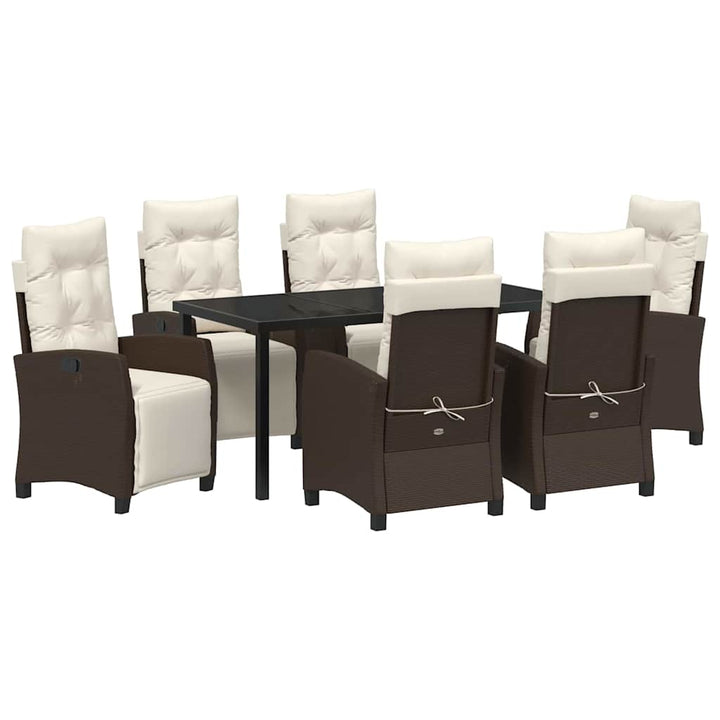 Have Spisebordssæt med pude 7 pcs Brun polyrattan