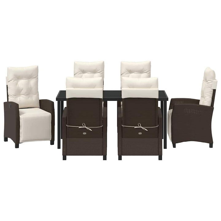 Have Spisebordssæt med pude 7 pcs Brun polyrattan