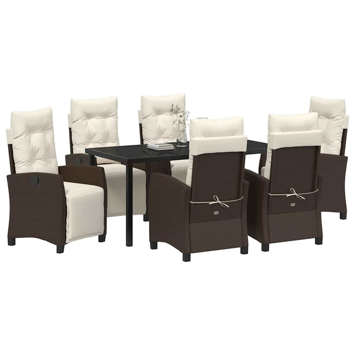 Have Spisebordssæt med pude 7 pcs Brun polyrattan