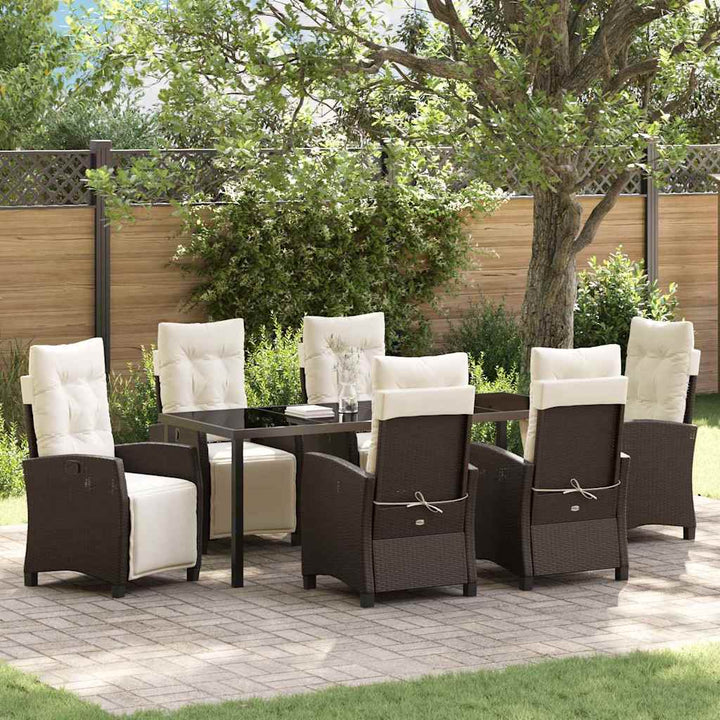 Have Spisebordssæt med pude 7 pcs Brun polyrattan