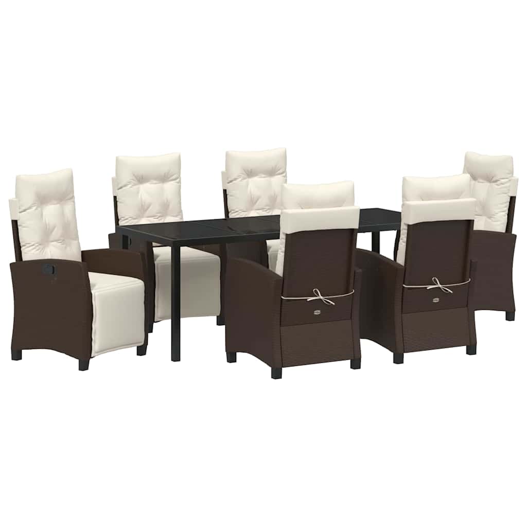 Have Spisebordssæt med pude 7 pcs Brun polyrattan
