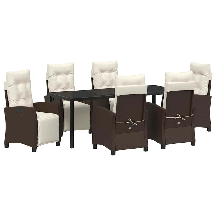 Have Spisebordssæt med pude 7 pcs Brun polyrattan