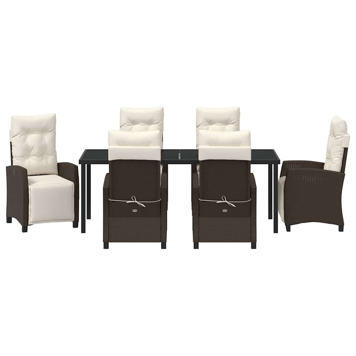 Have Spisebordssæt med pude 7 pcs Brun polyrattan