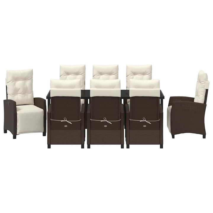 Have Spisebordssæt med pude 9 pcs Brun polyrattan