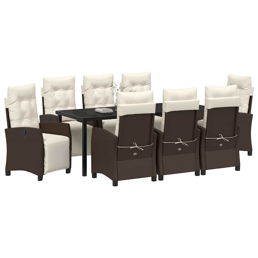 Have Spisebordssæt med pude 9 pcs Brun polyrattan