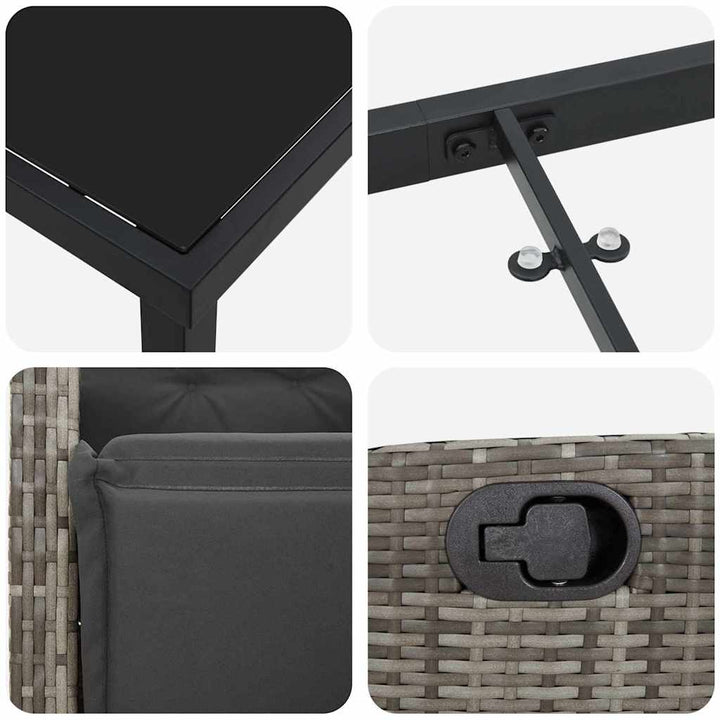 Have Spisebordssæt med pude 3 pcs Grå polyrattan