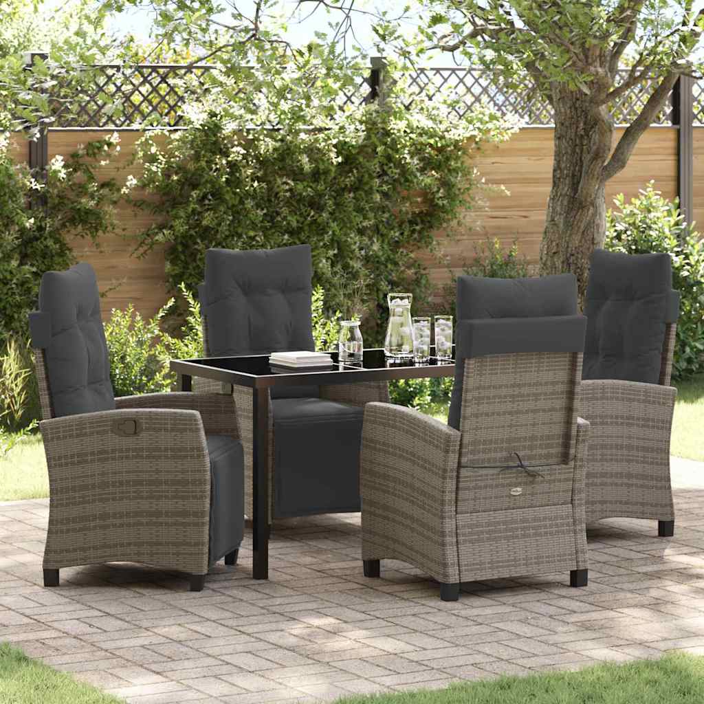 Have Spisebordssæt med pude 5 pcs Grå polyrattan
