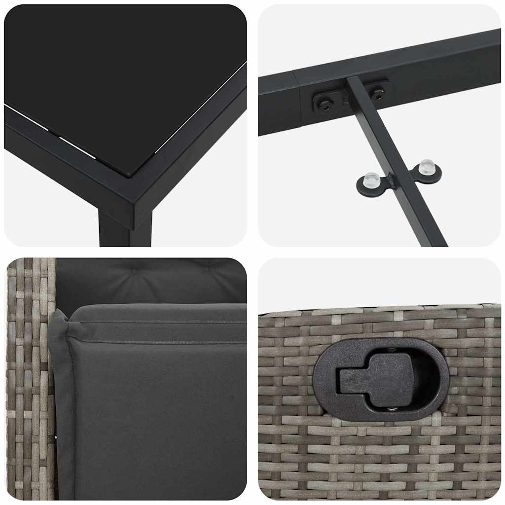 Have Spisebordssæt med pude 7 pcs Grå polyrattan