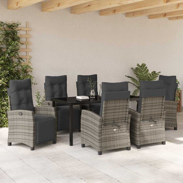 Have Spisebordssæt med pude 7 pcs Grå polyrattan