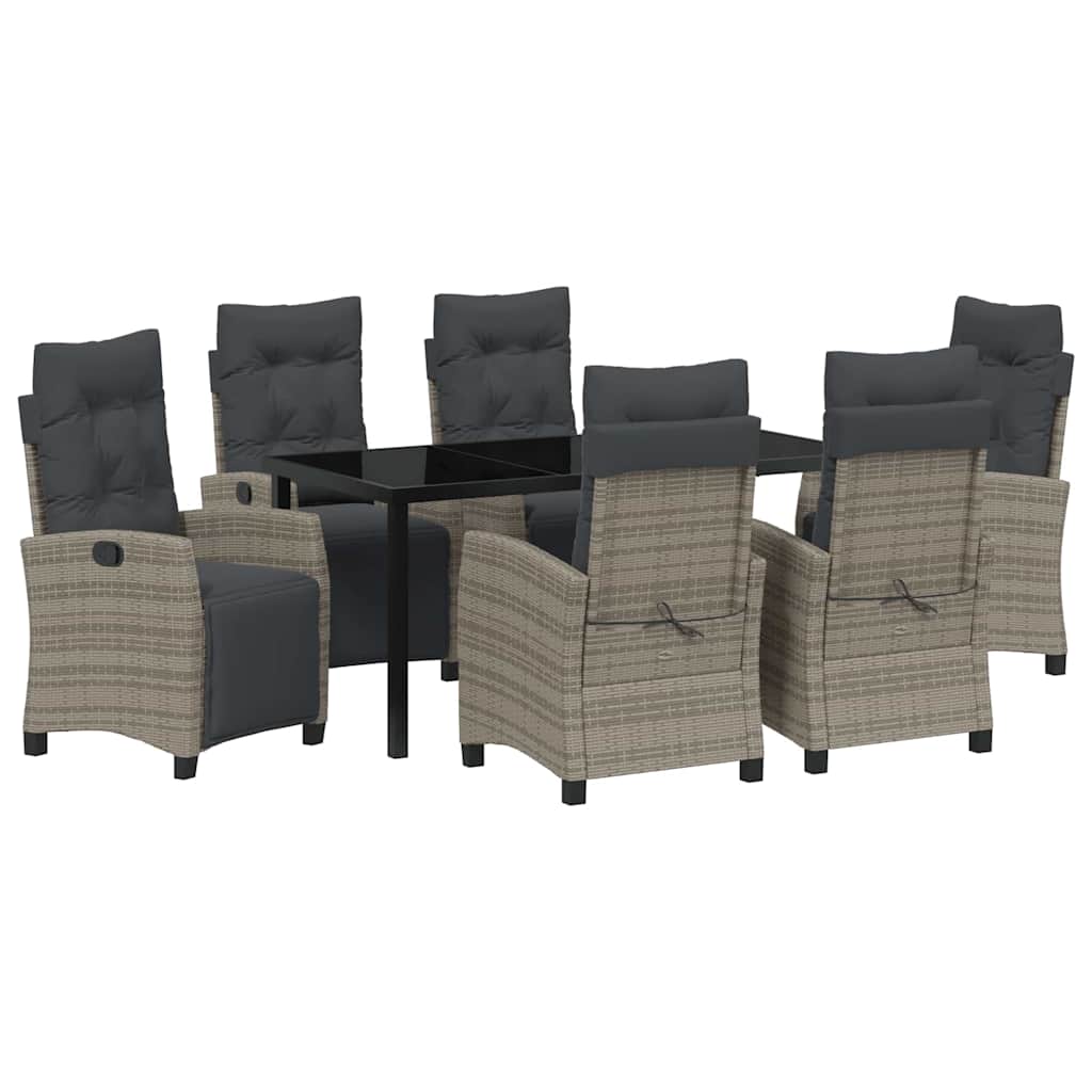 Have Spisebordssæt med pude 7 pcs Grå polyrattan