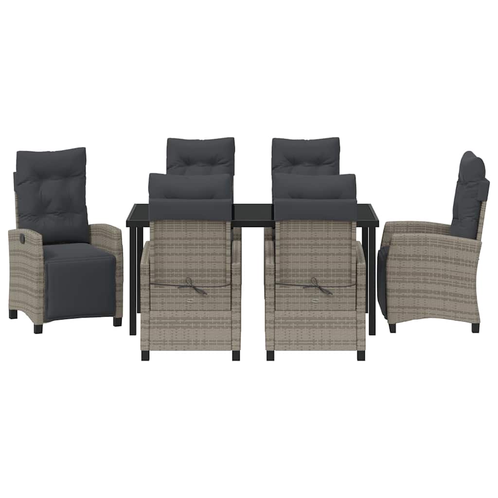 Have Spisebordssæt med pude 7 pcs Grå polyrattan