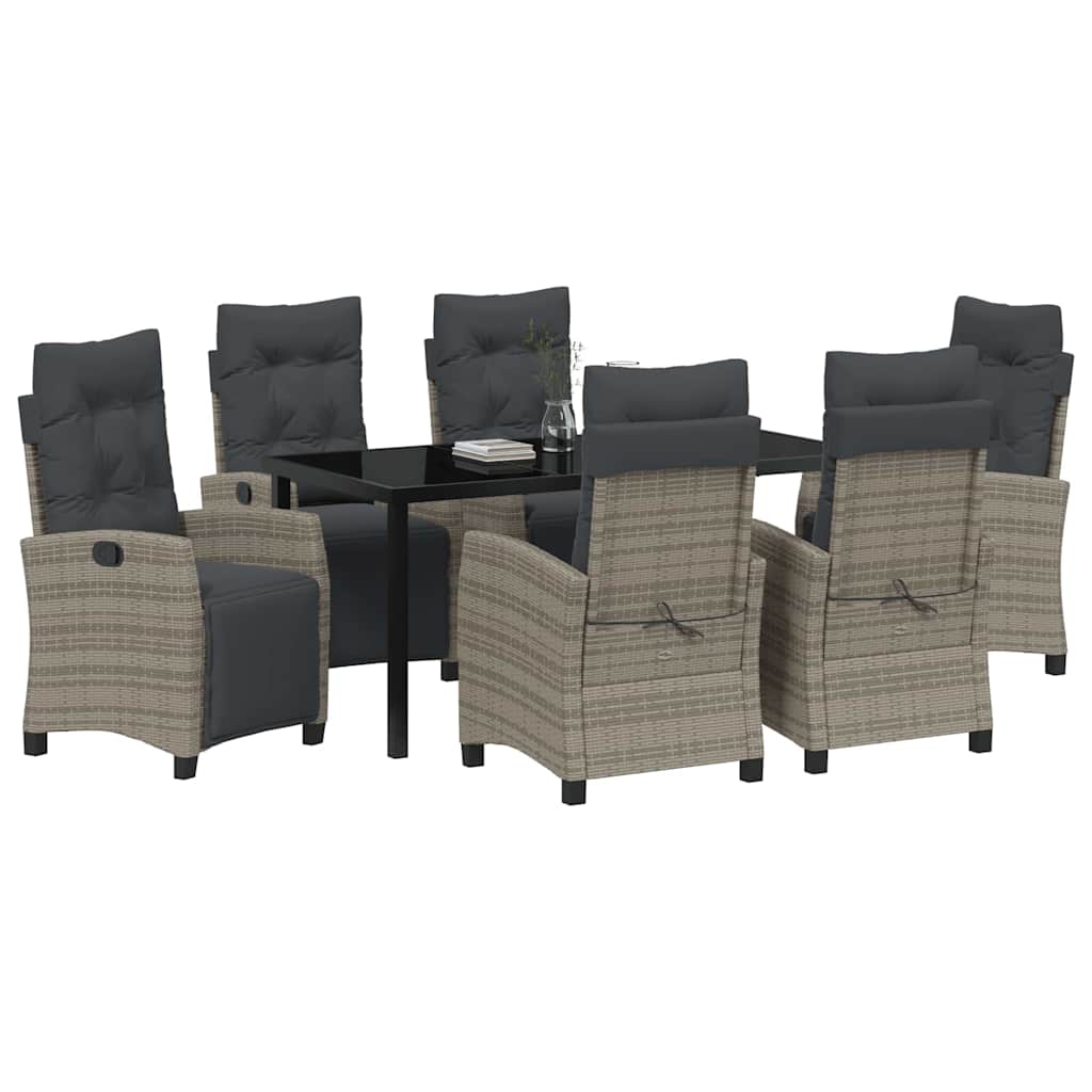 Have Spisebordssæt med pude 7 pcs Grå polyrattan