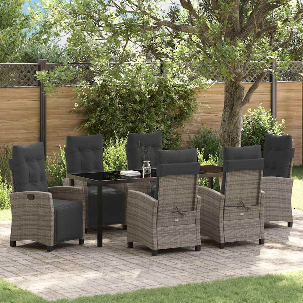 Have Spisebordssæt med pude 7 pcs Grå polyrattan