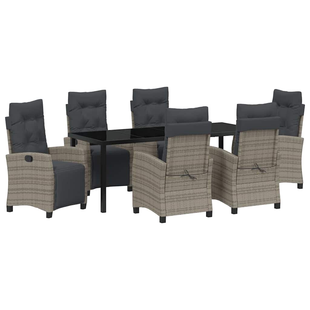 Have Spisebordssæt med pude 7 pcs Grå polyrattan