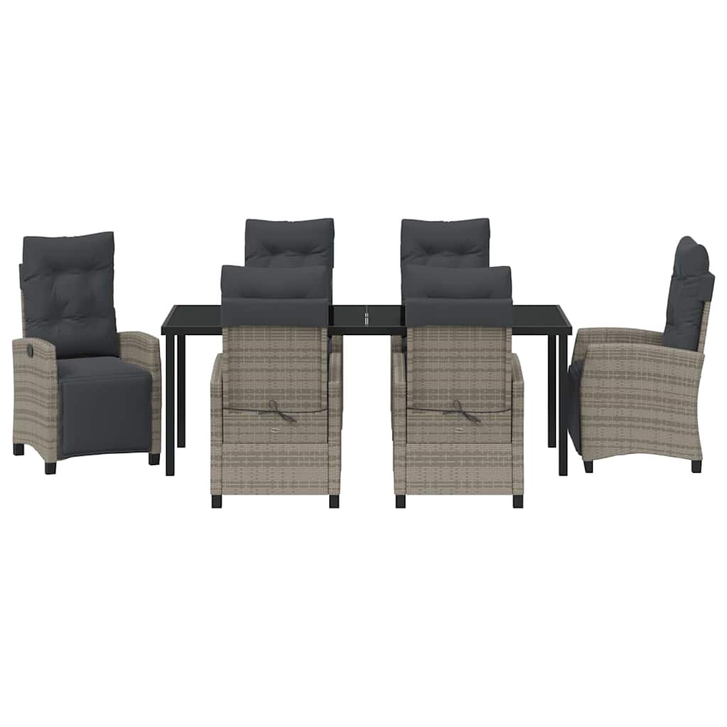 Have Spisebordssæt med pude 7 pcs Grå polyrattan