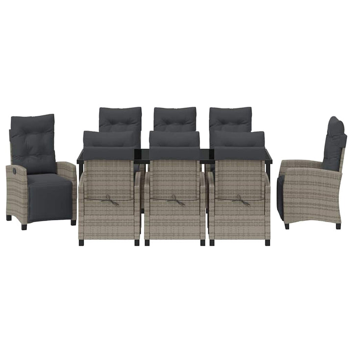 Have Spisebordssæt med pude 9 pcs Grå polyrattan