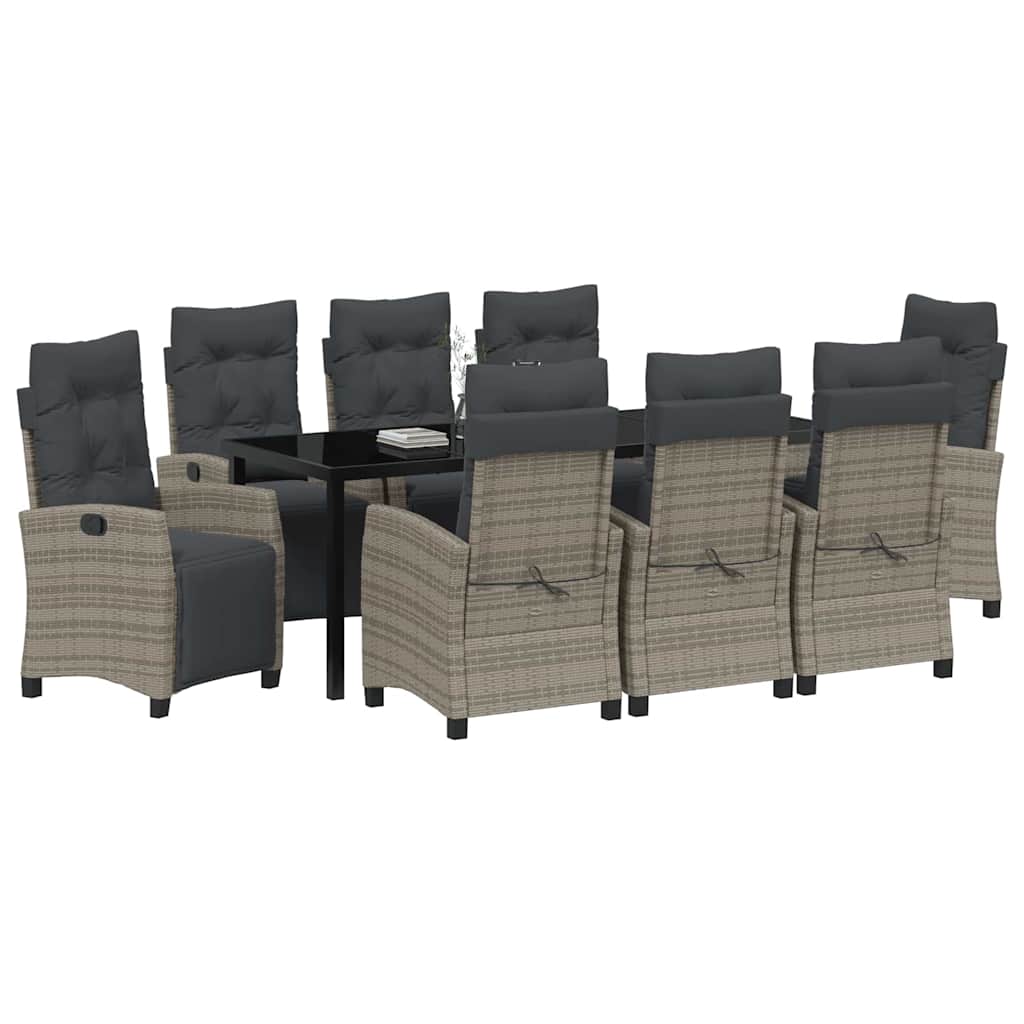 Have Spisebordssæt med pude 9 pcs Grå polyrattan