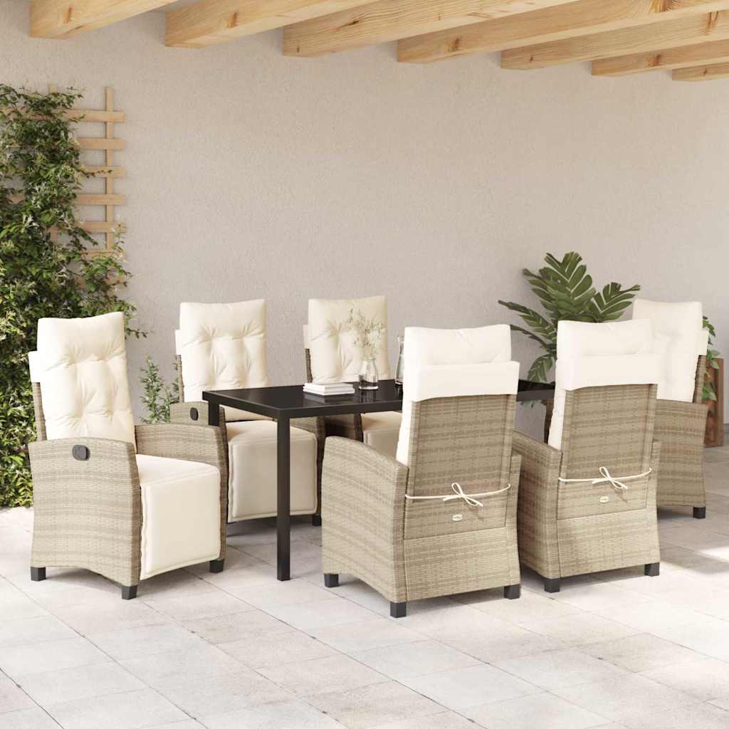 Have Spisebordssæt med pude 7 pcs Beige polyrattan