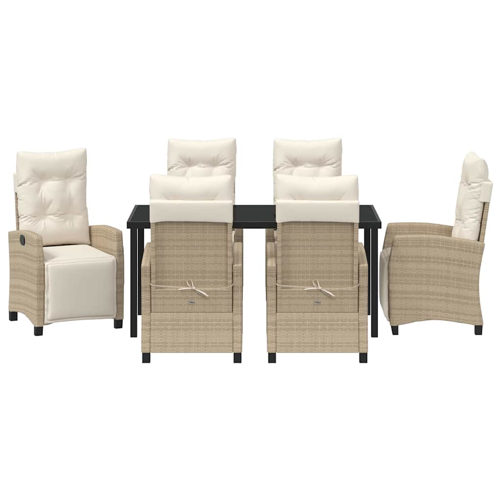 Have Spisebordssæt med pude 7 pcs Beige polyrattan