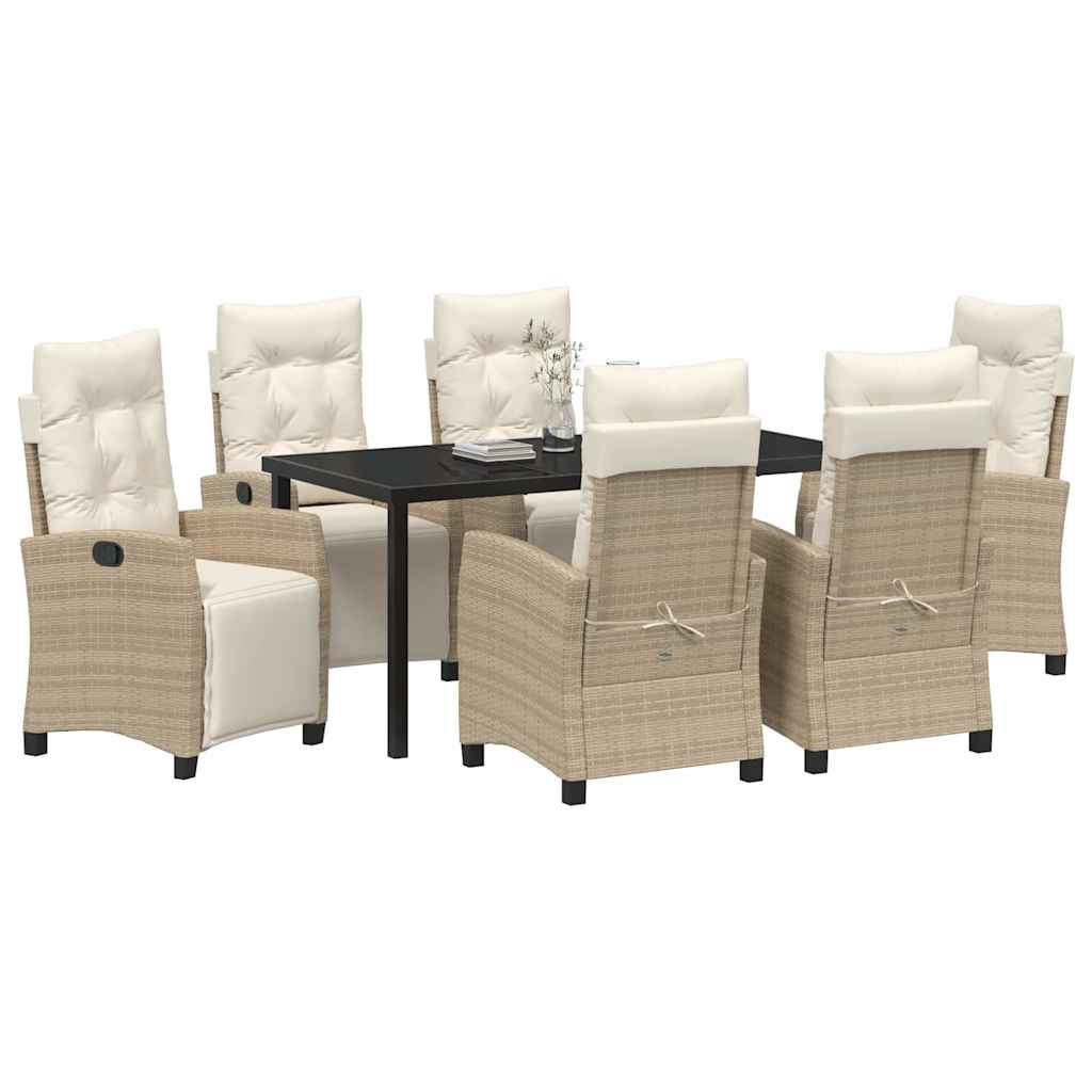 Have Spisebordssæt med pude 7 pcs Beige polyrattan
