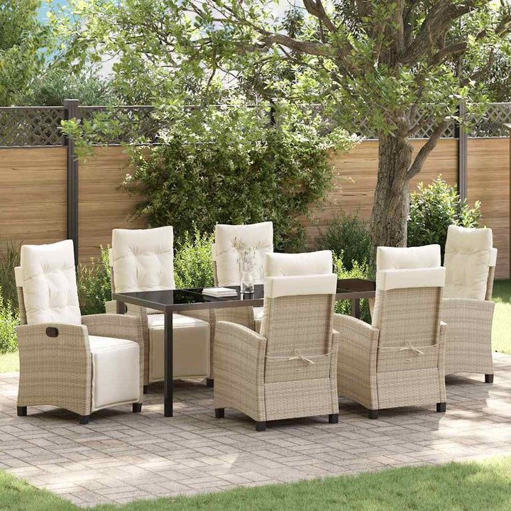 Have Spisebordssæt med pude 7 pcs Beige polyrattan
