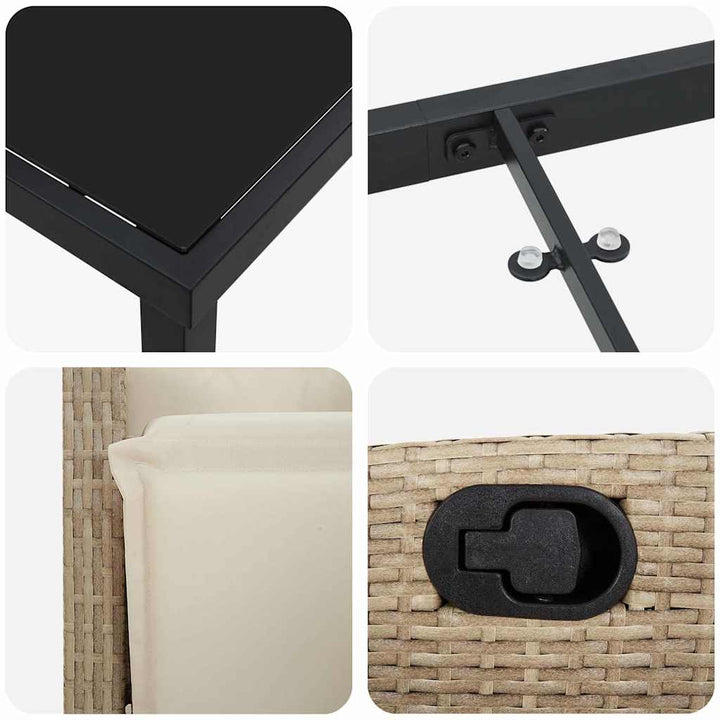 Have Spisebordssæt med pude 9 pcs Beige polyrattan