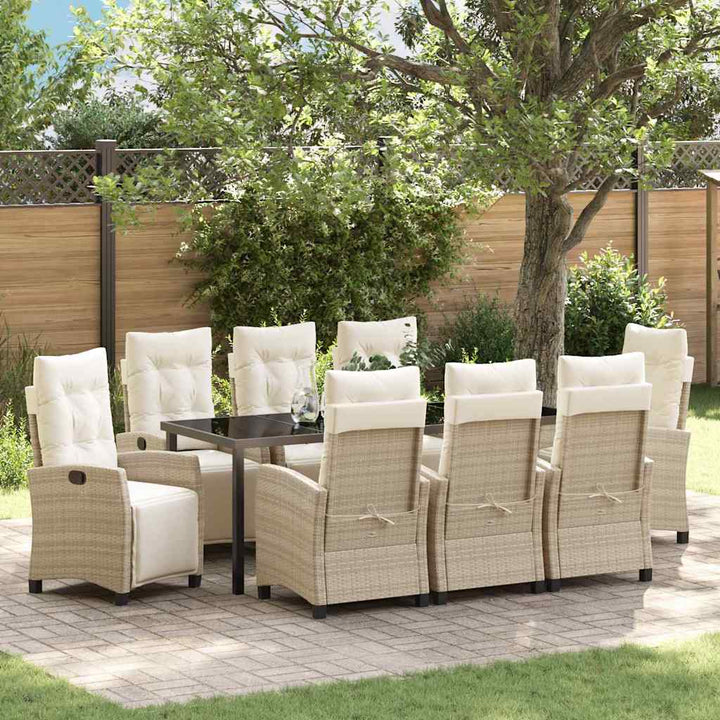 Have Spisebordssæt med pude 9 pcs Beige polyrattan