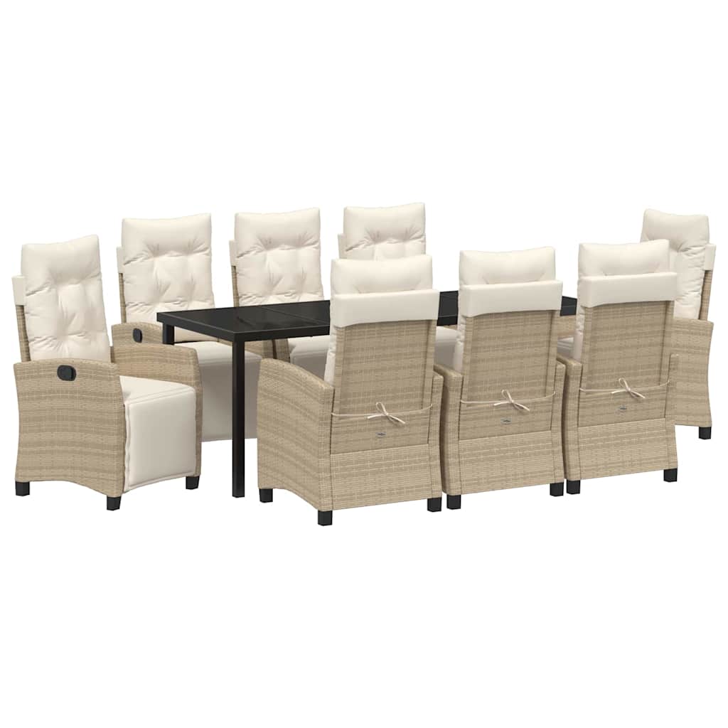 Have Spisebordssæt med pude 9 pcs Beige polyrattan