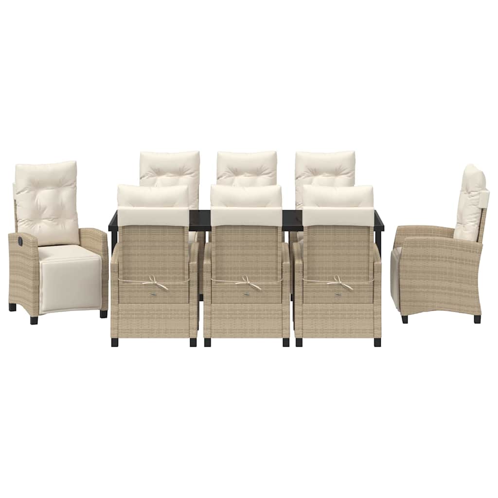 Have Spisebordssæt med pude 9 pcs Beige polyrattan