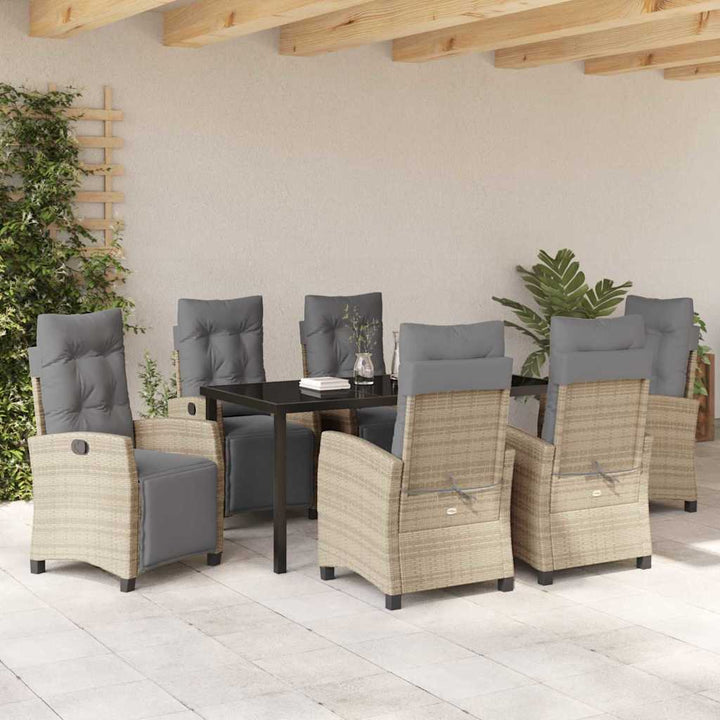 Have Spisebordssæt med pude 7 pcs Beige polyrattan