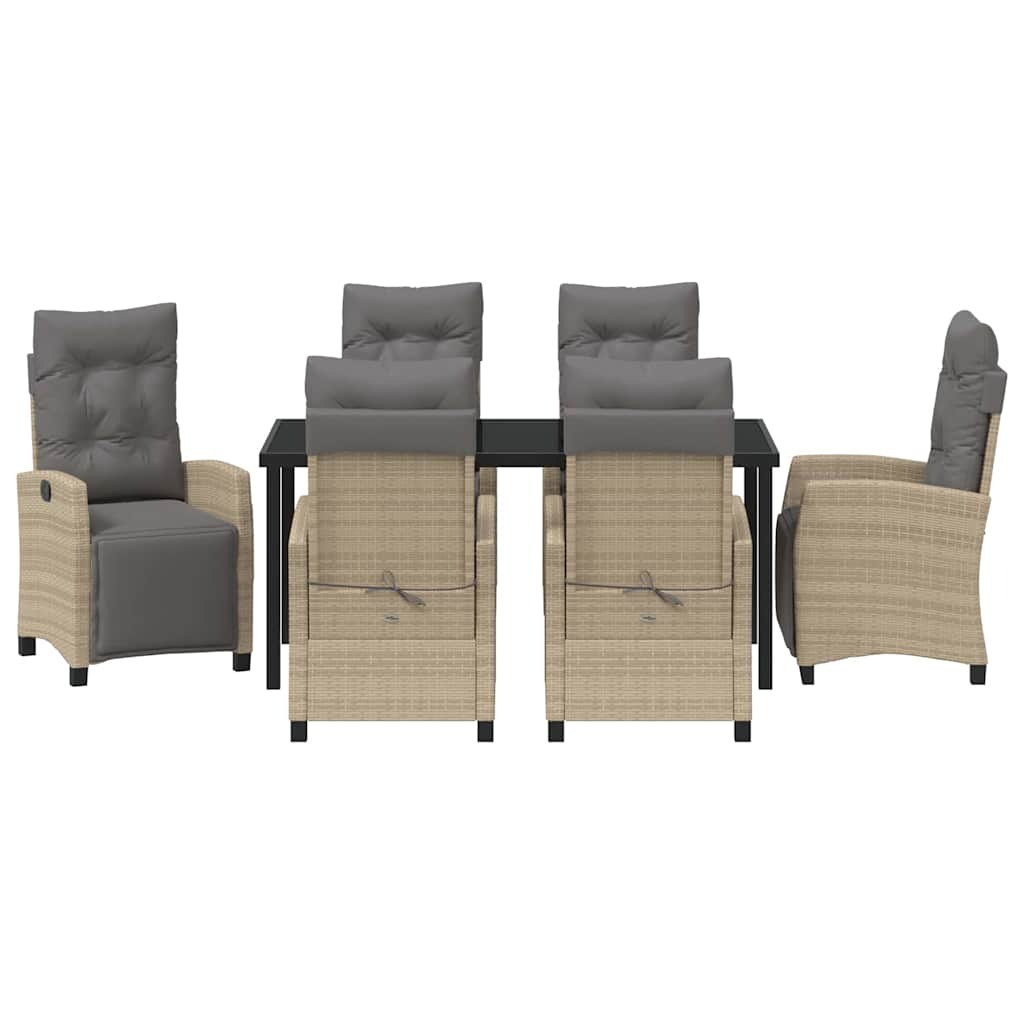 Have Spisebordssæt med pude 7 pcs Beige polyrattan