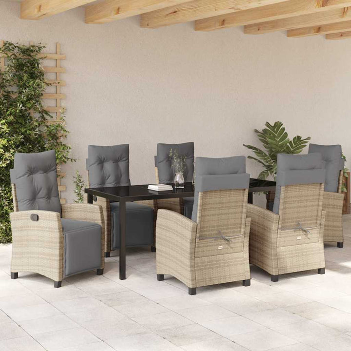 Have Spisebordssæt med pude 7 pcs Beige polyrattan