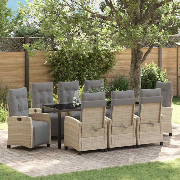 Have Spisebordssæt med pude 9 pcs Beige polyrattan