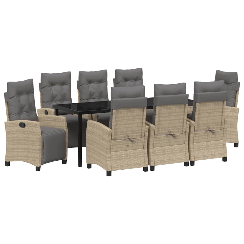 Have Spisebordssæt med pude 9 pcs Beige polyrattan