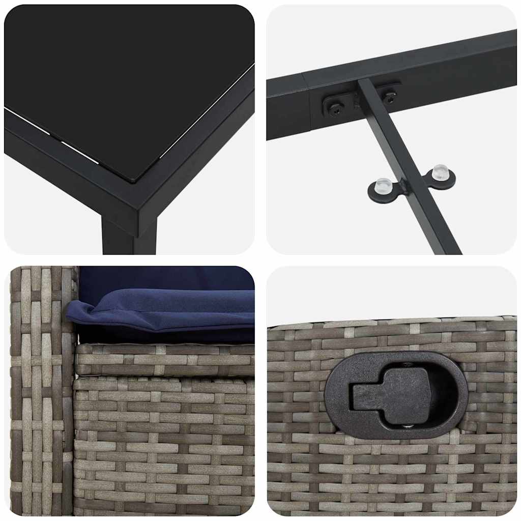 Have Spisebordssæt med pude 3 pcs Grå polyrattan