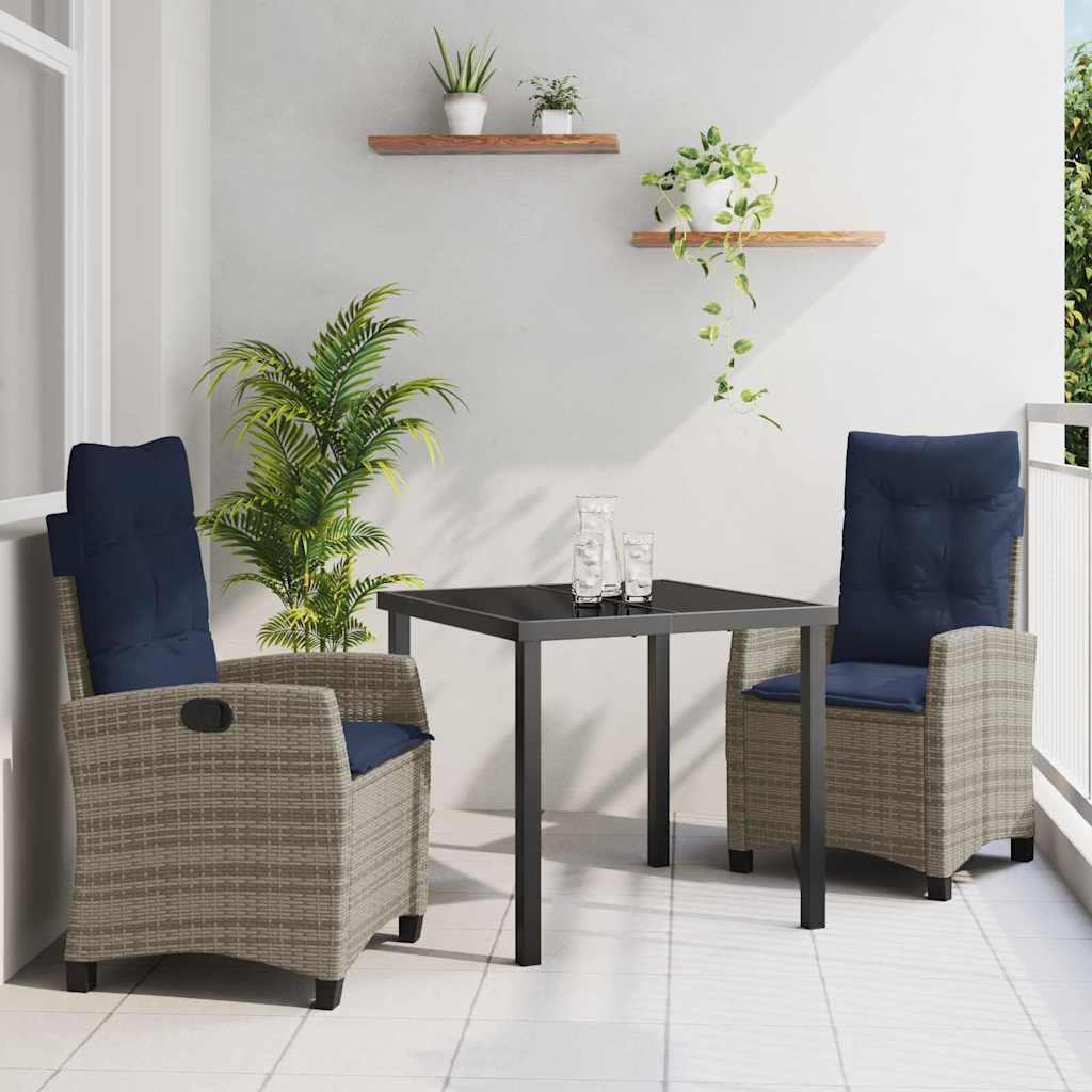Have Spisebordssæt med pude 3 pcs Grå polyrattan