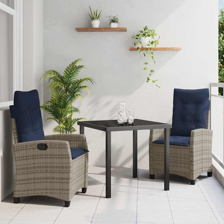 Have Spisebordssæt med pude 3 pcs Grå polyrattan