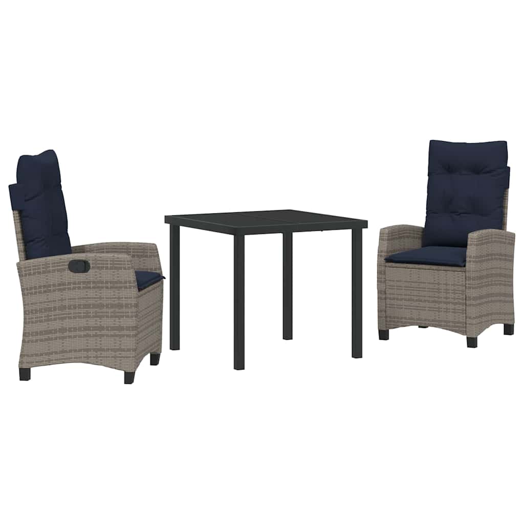Have Spisebordssæt med pude 3 pcs Grå polyrattan