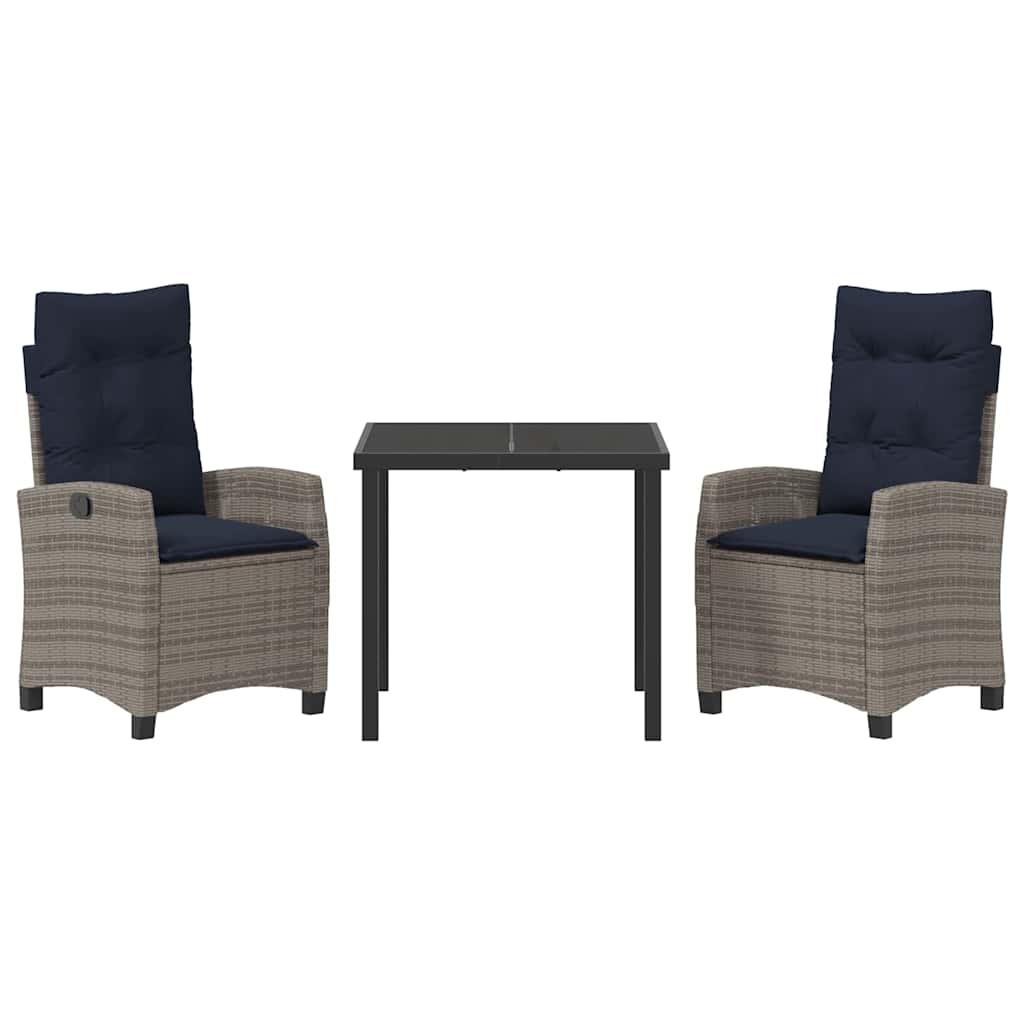 Have Spisebordssæt med pude 3 pcs Grå polyrattan