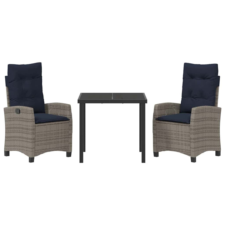 Have Spisebordssæt med pude 3 pcs Grå polyrattan