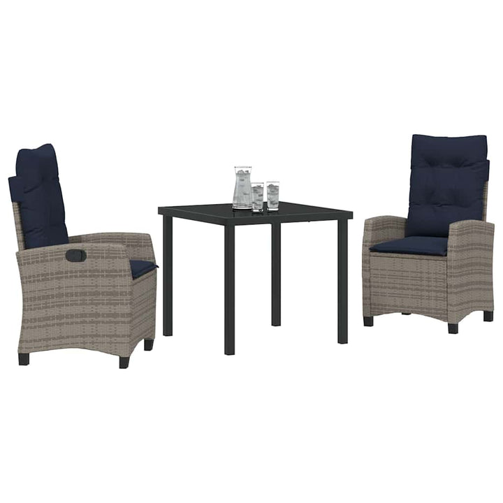 Have Spisebordssæt med pude 3 pcs Grå polyrattan