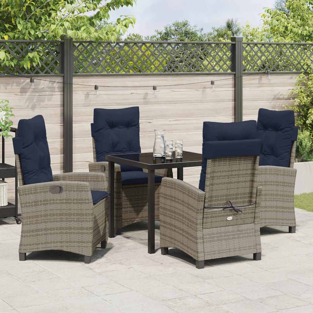 Have Spisebordssæt med pude 5 pcs Grå polyrattan