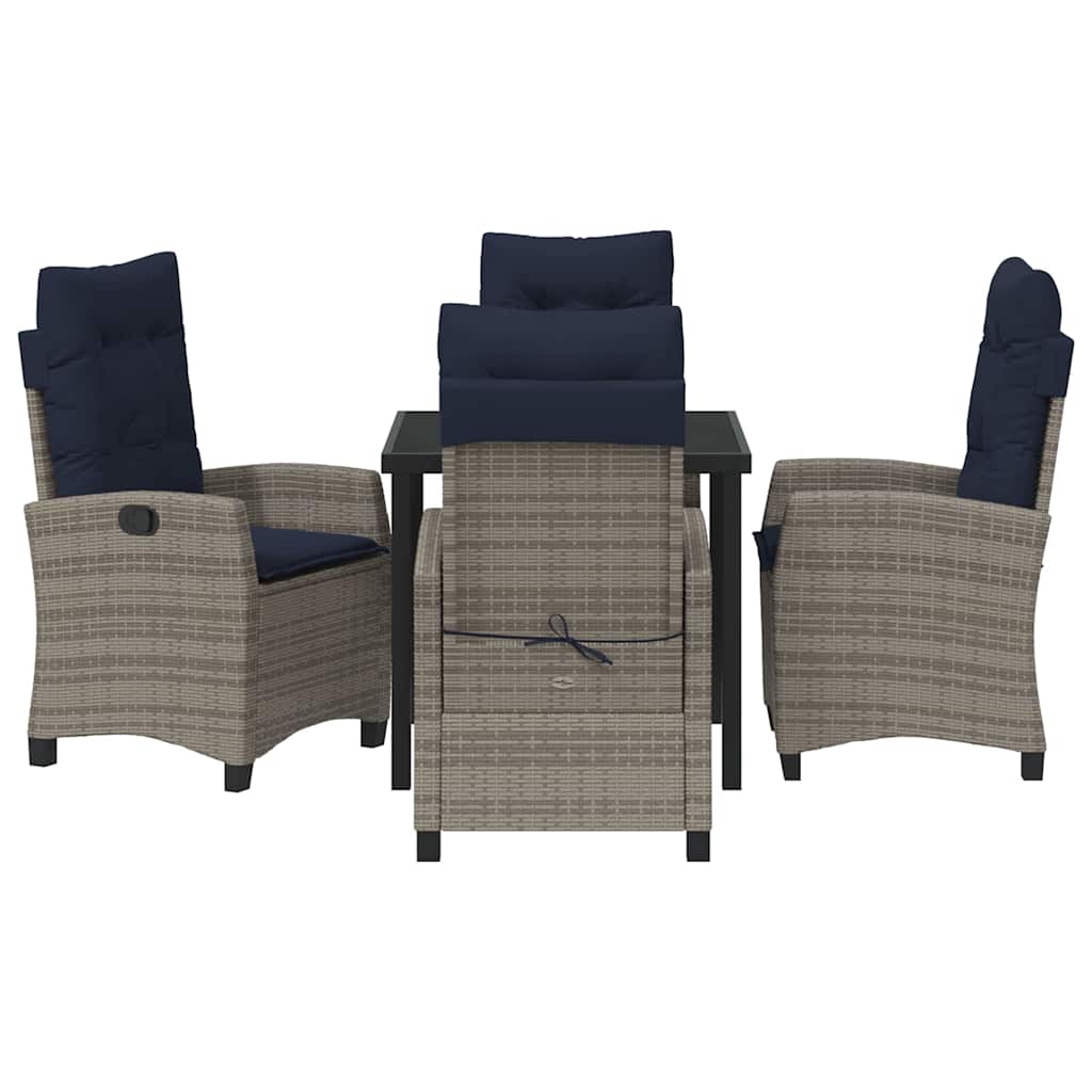 Have Spisebordssæt med pude 5 pcs Grå polyrattan