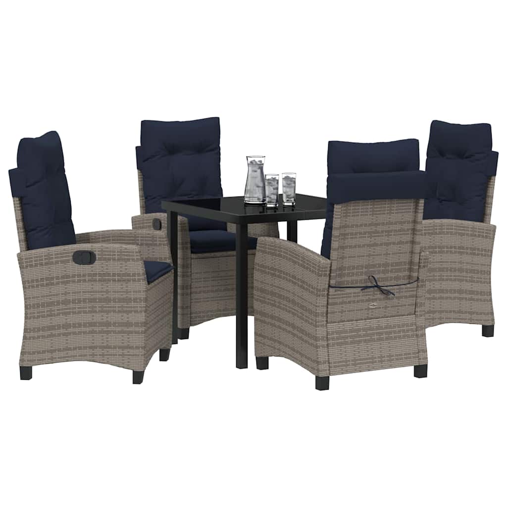 Have Spisebordssæt med pude 5 pcs Grå polyrattan