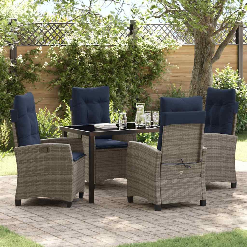 Have Spisebordssæt med pude 5 pcs Grå polyrattan