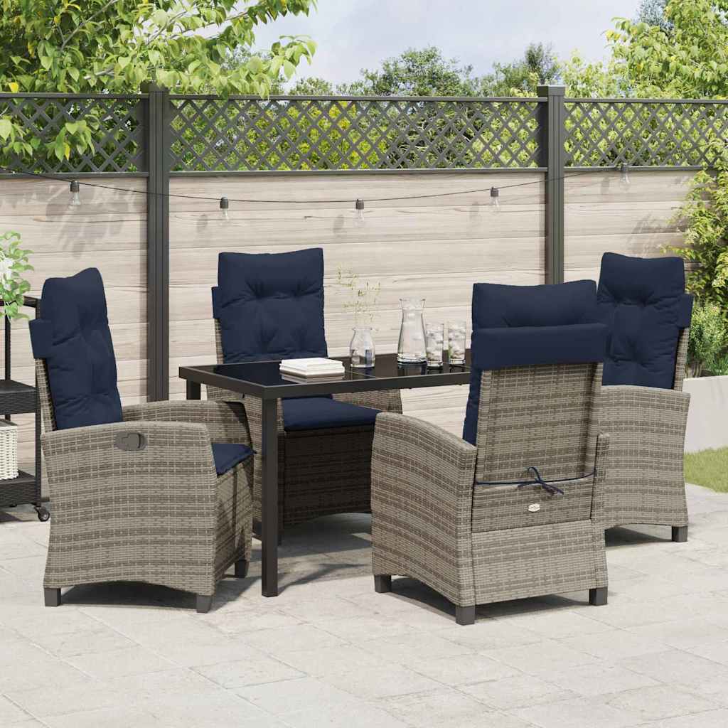 Have Spisebordssæt med pude 5 pcs Grå polyrattan