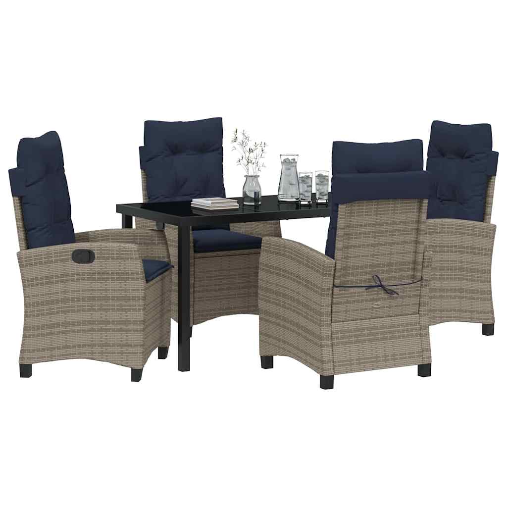 Have Spisebordssæt med pude 5 pcs Grå polyrattan