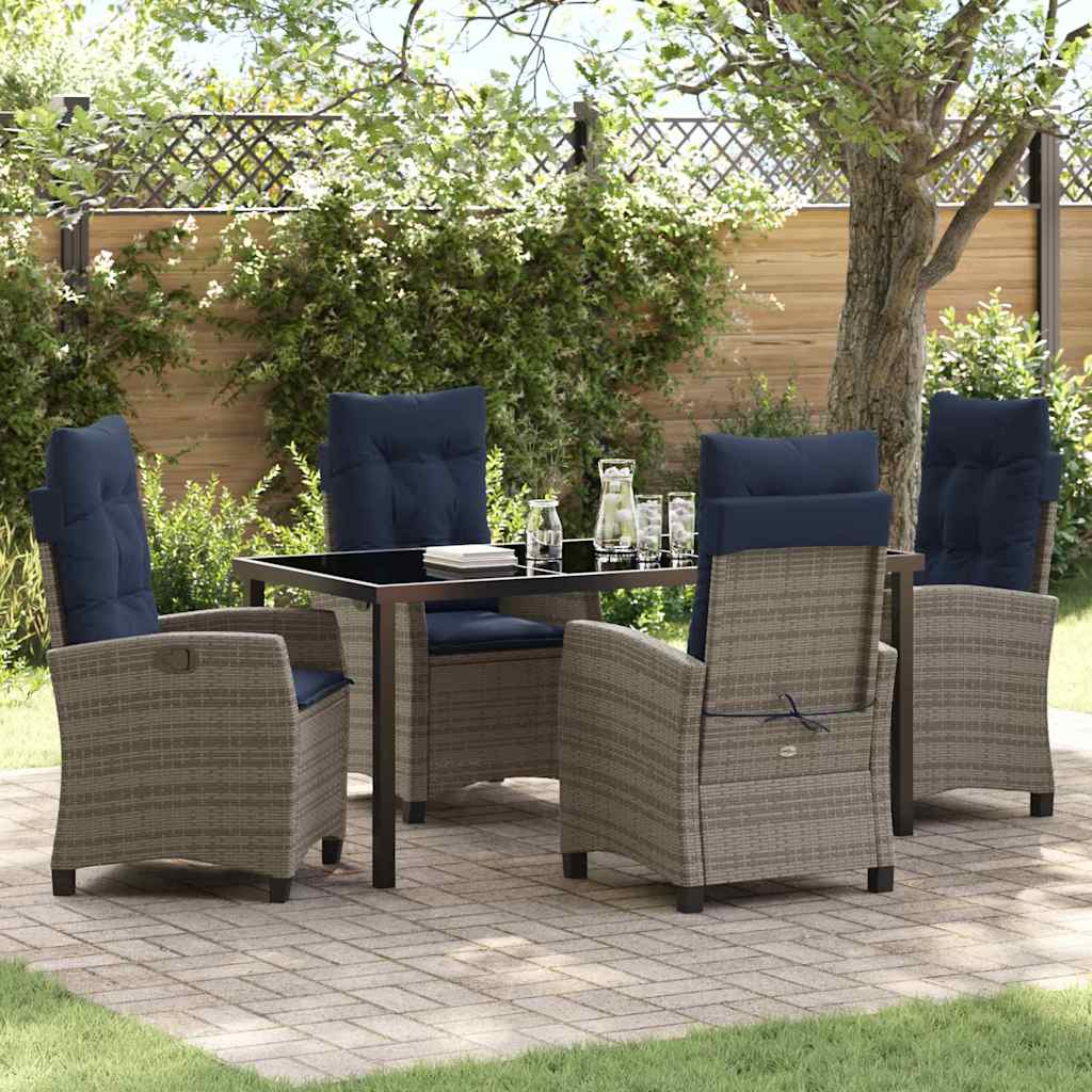 Have Spisebordssæt med pude 5 pcs Grå polyrattan